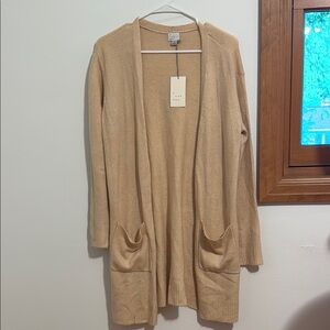 A New Day Tan Cardigan Sweater Relaxed Fit Open Front